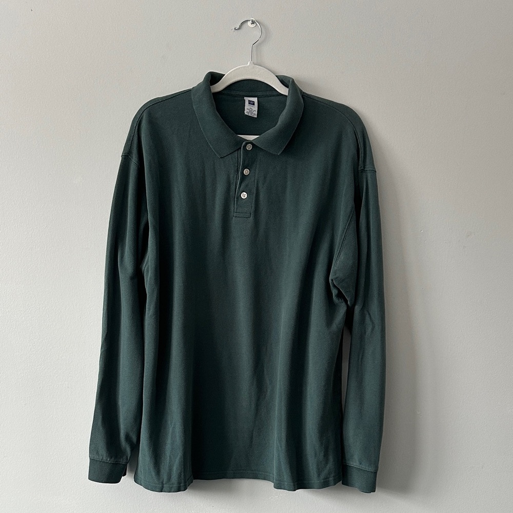 GAP Factory Dark Green Long Sleeve Polo